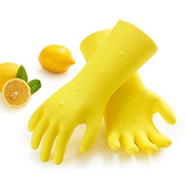 Vgo... 1 Pair Innovative Lined Dishwashing Gloves Long Sleeve Gloves for Kitchen, Bathroom Cleaning, Gardening, Pet Care, Painting (TP1117)