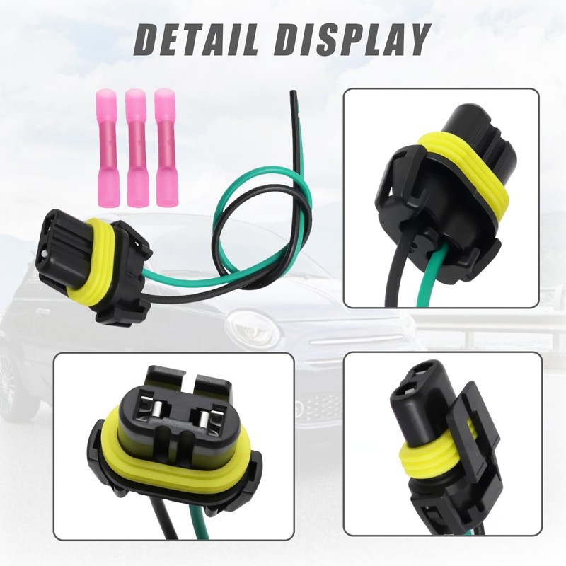 9012 3-Wire Halogen Bulb Connector Pigtail Fit for 2012-2017 Fiat