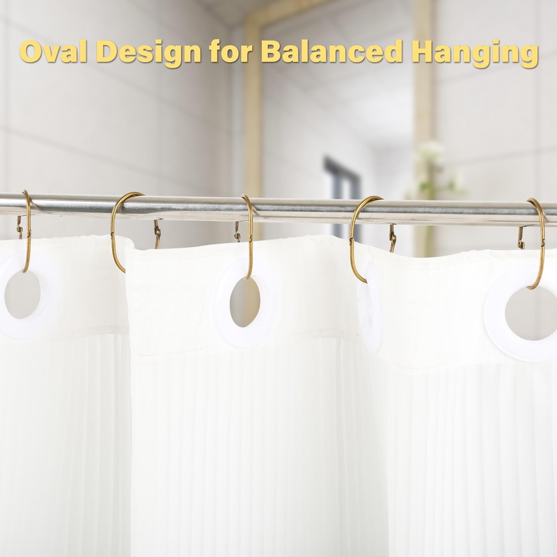 Mafegu 30Pcs Shower Curtain Hooks,Metal Oval Shower Curtain Hooks Roman
