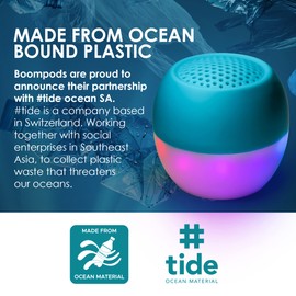 Boompods Portable Mini Bluetooth Speaker with Lights - Sustainable Soundflare, Loud Wireless Outdoor Party Speakers, IPX6 Waterproof Shower Speaker