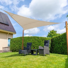 INFRANGE Waterproof Beige 12' x 22' x 25.1' Triangle Sun Shade Sail Canopy Awning Shelter Fabric Screen, 95% UV Blockage UV & Water Resistant, for Outdoor Patio Garden Carport - Customized