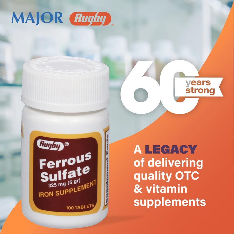 Rugby Ferrous Sulfate 325mg Tablets - Iron Supplement for Women