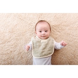 angerolux Baby Bib Baby Bib Baby Bib Baby Baby Gift 6-Layer Gauze Bib, Made in Japan, Moss Gray