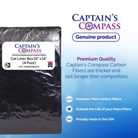 CAPTAIN'S COMPASS 4-Pack Activated Carbon Filters Cat Litter Boxes Charcoal Filter Cat Litter Pans Filters for Cat Litter Boxes and Pans