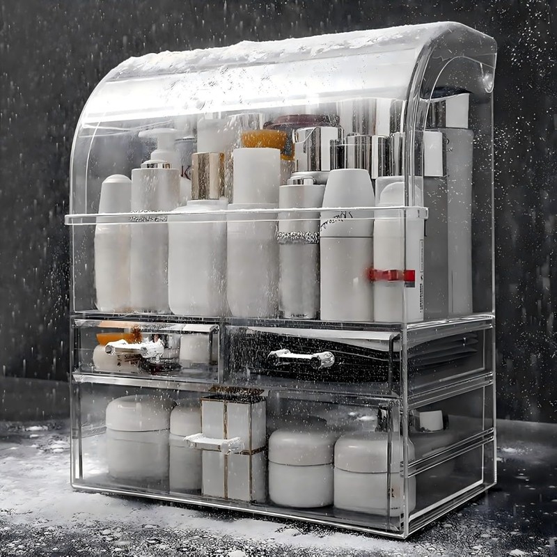 Clear Large Acrylic Makeup Organizer with Lid Cosmetic Storage Drawers
