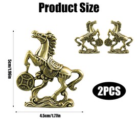 Bmpzery 2Pcs Horse Statues Brass Feng Shui Decor 2026 Year of The Horse Figurine Wealth Lucky Chinese Zodiac Sculpture for Home Office Desk Car Dashboard Decoration Good Luck Gift