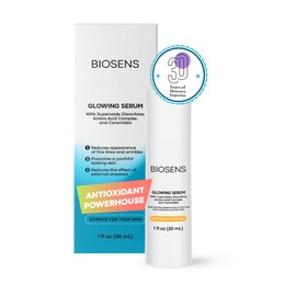 BIOSENS Antioxidant Glowing Serum with Superoxide Dismutase, Amino Acids & Ceramides | Reduces the Appearance of Fine Lines, Evens Skin Tone & Enhances Radiance | Airless Pump, 1 fl oz for All Skin Types