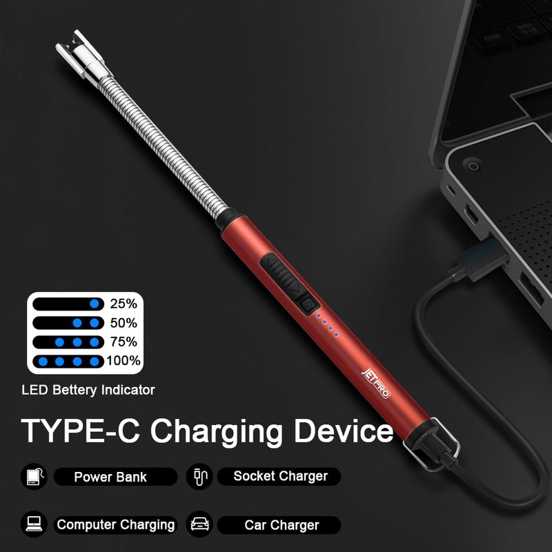 JETPRO Candle Lighters USB Rechargeable Arc Electric Lighter with 360°