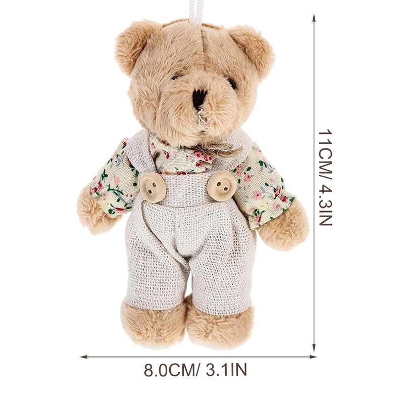 CALLARON 2-Piece Bear Plush Keychain Set for Couples Matching Bag