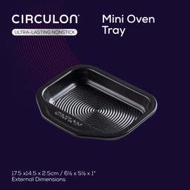 Circulon Ultimum Mini Oven Tray Non Stick - 17.3 x 14.4cm Baking Tray with Large Handle, Durable Carbon Steel, Freezer & Dishwasher Safe Bakeware, Black