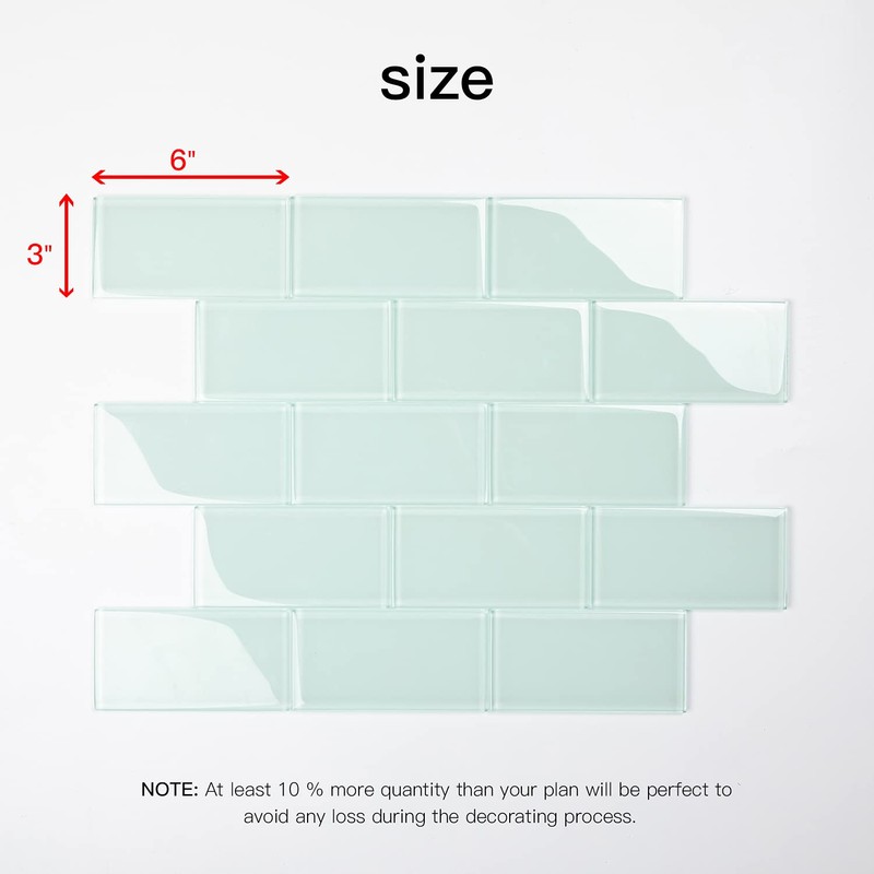 Lovdeco Peel and Stick Glass Subway Tile, 3 x 6