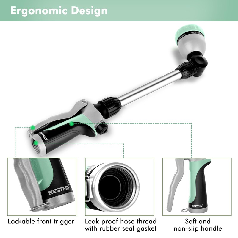 RESTMO Metal Watering Wand, Heavy Duty Garden Hose Wand with