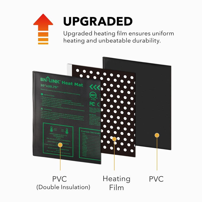 BN-LINK Seedling Heat Mat Warm Hydroponic Heating Pad Waterproof 20"