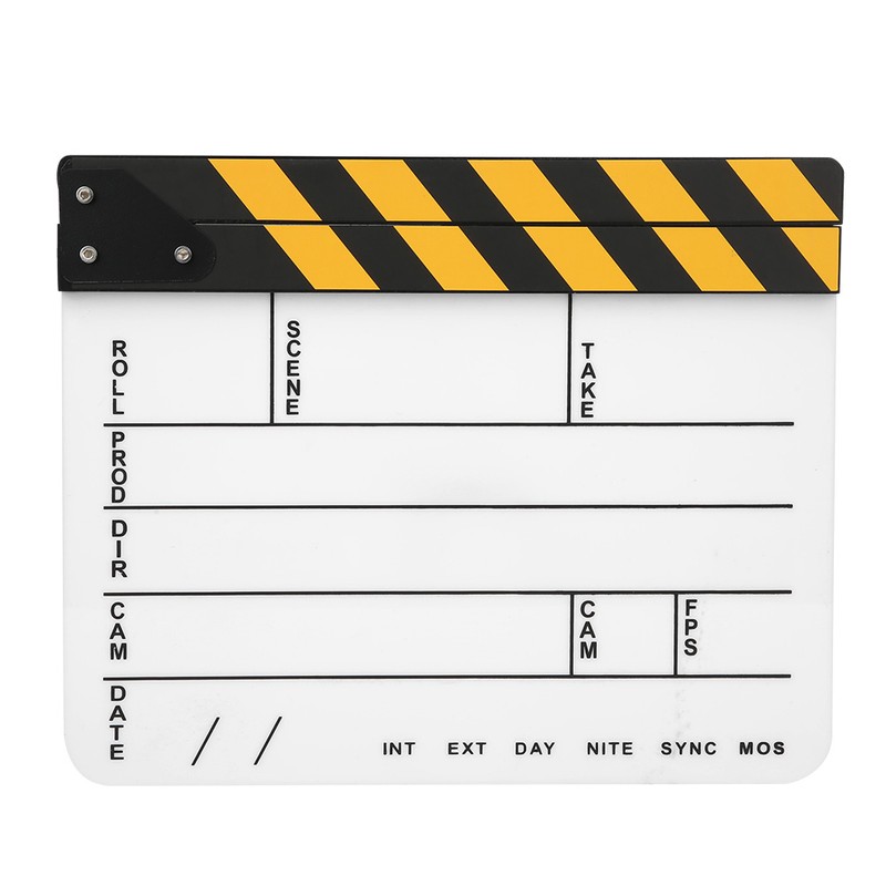 30x25CM Acrylic Movie Clapperboard Professional Director Action Clap Film Photography
