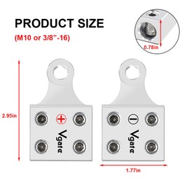 Vgate Car Battery Terminal Connectors，4-Way Battery Terminal Clamps, 8AWG up to 2/0(XL) AWG Gauge for Lithium or AGM Lead Acid Battery, Positive and Negative (+/-)(1 Pair) M10 or 3/8”-16