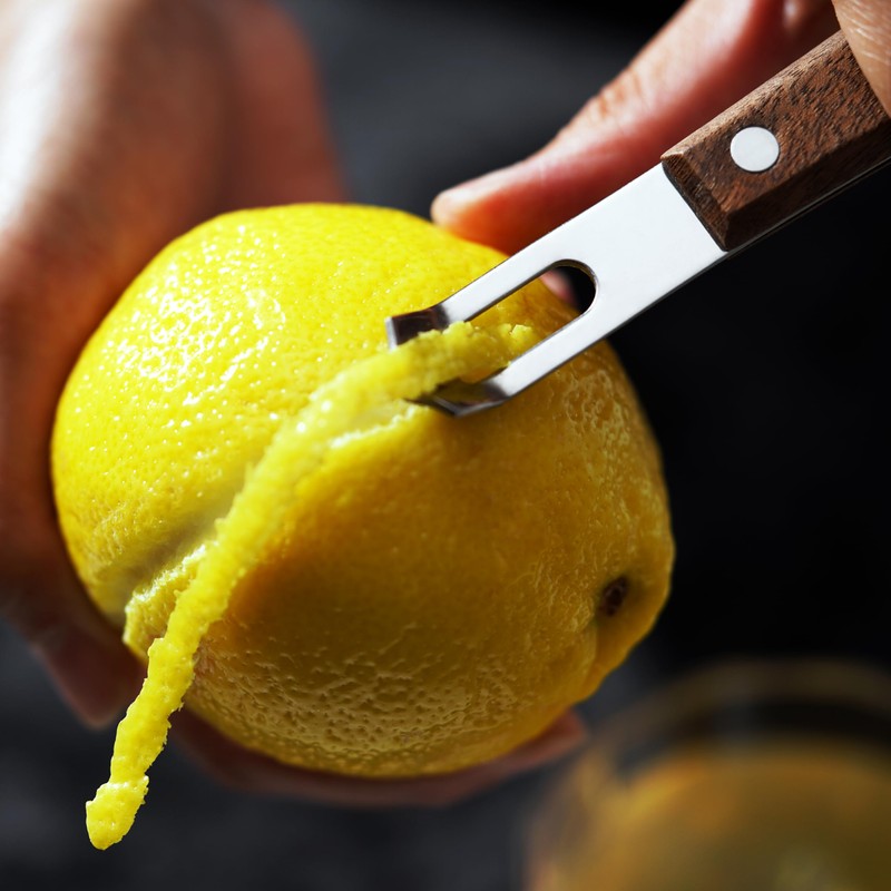 Viski Channel Knife, Citrus Zester and Orange Peeler Tool, Walnut