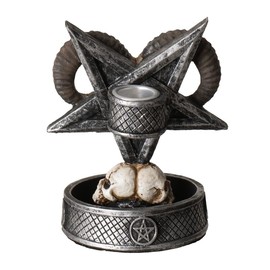 Pacific Giftware Ram Skull Backflow Incense Burner with Pentagram Base Unique Gothic Decor for Aromatherapy Meditation Home Decor 4.5" Inches Tall