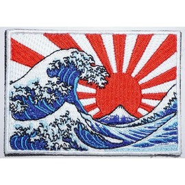 Karma Patch The Great Wave Off Kanagawa Japan Patch (3.5") Embroidered Velcro Badge Travel Backpack Souvenir Emblem Fuji Tokyo Gift Patches
