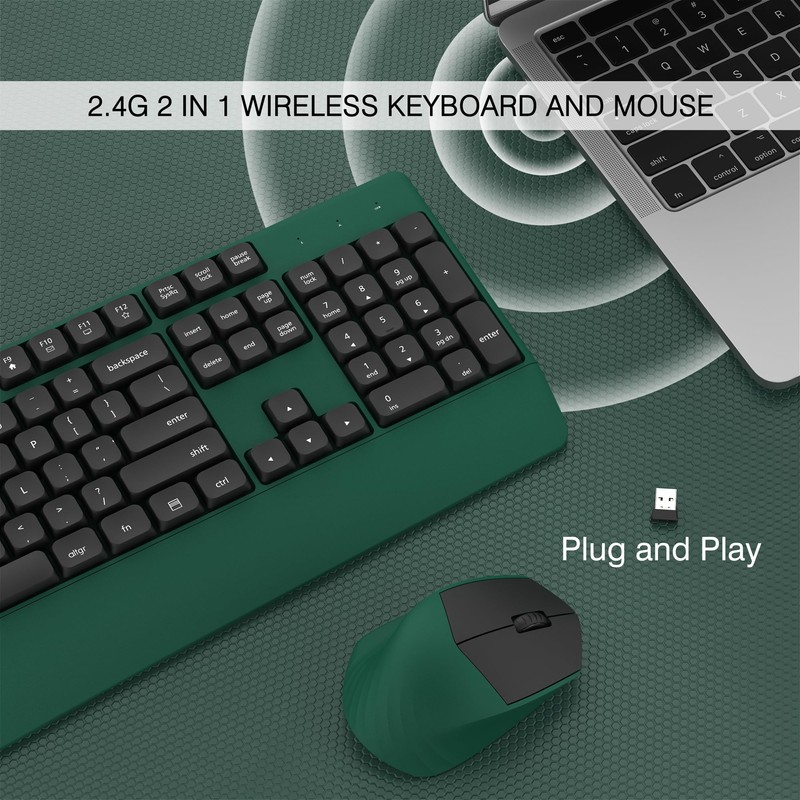 Links9+ Wireless Keyboard and Mouse Combo, Full-Sized 104 Keys 2.4GHz