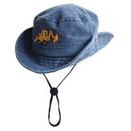 Safari Kids Sun Hat Bucket Boys Excavator Beach UPF 50+ Fishing Hat Toddler Girls Boonie Cap for 2-8T Navy