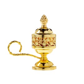 Danilovo Metal incense barrel, incense burner for smoking incense or resins (height 12 cm, golden)