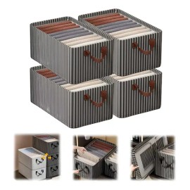 Caja Organizadora De Tela Para 4 Cajones De Ropa Plegables Color Negro