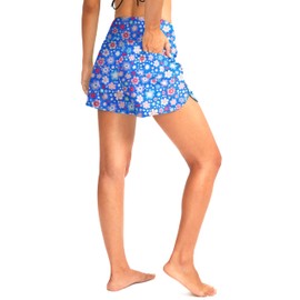 G Gradual - Pantalones cortos de natación de cintura alta para mujer, de 3 pulgadas, con bolsillos, secado rápido, traje de baño para mujer, con forro, Sun Flower, M