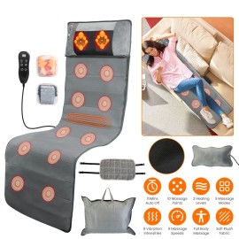 Full Body Electric Heat Vibration Massage Pad Cushion Back & Neck Massage Pillow Mat for Chair & MattressType: Advanced