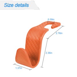 Osilly Car Seat Headrest Hook, 4 Pack Auto Seat Hanger Storage Organizer for Purse Handbag Coats Grocery Bags, Car Interior Accessories, Universal Vehicle Backseat Plastic Hanging Hook (Orange)