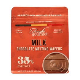 Foodie Gourmet Belgium Milk Chocolate Melting Wafers, Smooth & Creamy Gourmet Chocolate for Baking, Dipping, Drizzling, Candy Making & Desserts, – 8.8 oz | 35% Cacao