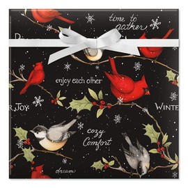 Current Birds on Black Christmas Rolled Wrapping Paper - Premium Jumbo 23-Inch x 32-Foot Gift Wrap Roll, 61 Square Feet Total