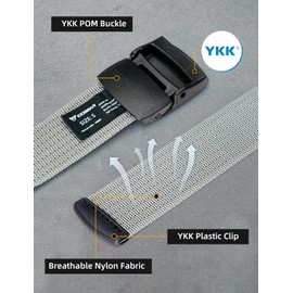 IDOGEAR SPORTS 1.5” Men’s Tactical Nylon Canvas Belt Lightweight Military Belt With Plastic Buckle For Outdoor Causal Wear(Gray,Large)