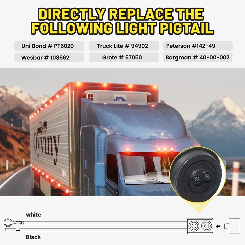 Oyviny 10PCS Trailer Light 2 Wire Pigtail Harness 10" Long,