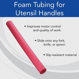 Sammons Preston - 73940 Foam Tubing for Utensil Handles, Pack of 6 Tubes to Add Grip Assistance & Softness to Any Silverware, Adaptive Eating Tool with Handle, 1 1/8" Diameter with 3/8" Bore, 12" Long, Red