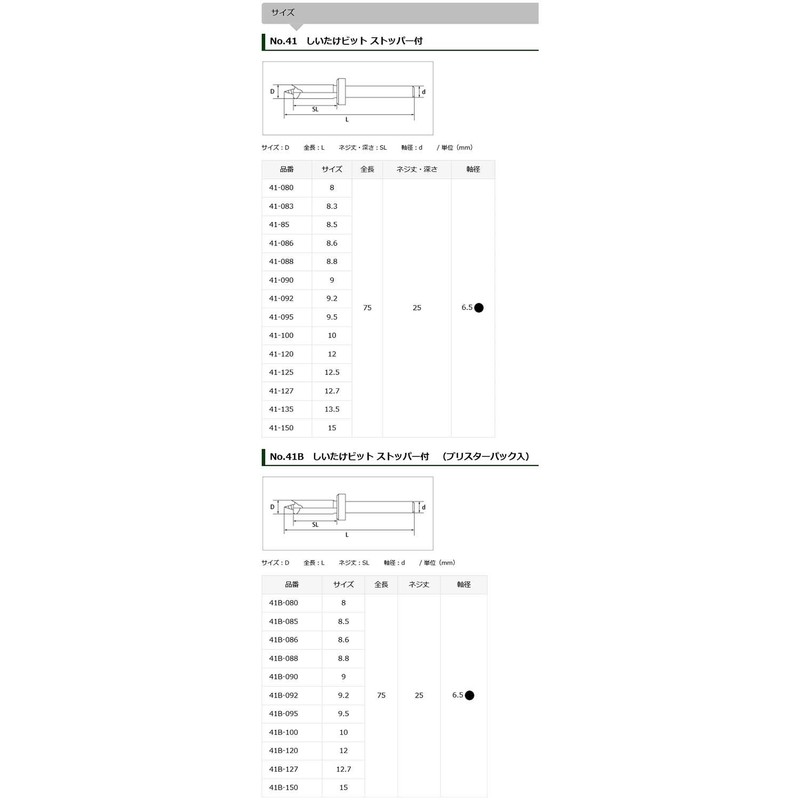 Star-M No.41F Shiitake Bit 0.3 inches (8.5 mm)