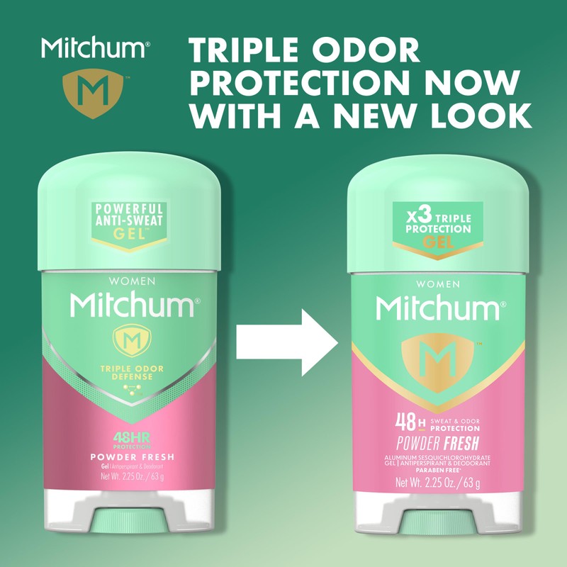 Mitchum Women’s Triple Odor Protection Antiperspirant & Deodorant Gel, Powder