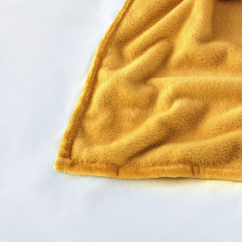 MOONLIGHT20015 Fleece Blanket Throws for Sofas - 400 GSM Mustard
