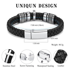 QGJNSGC Cremation Bracelet Cross Urn Bracelet for Ashes Cuff Bangle Braided Wristband for Men Stainless Steel Closure Keepsake Memorial for Jewelry