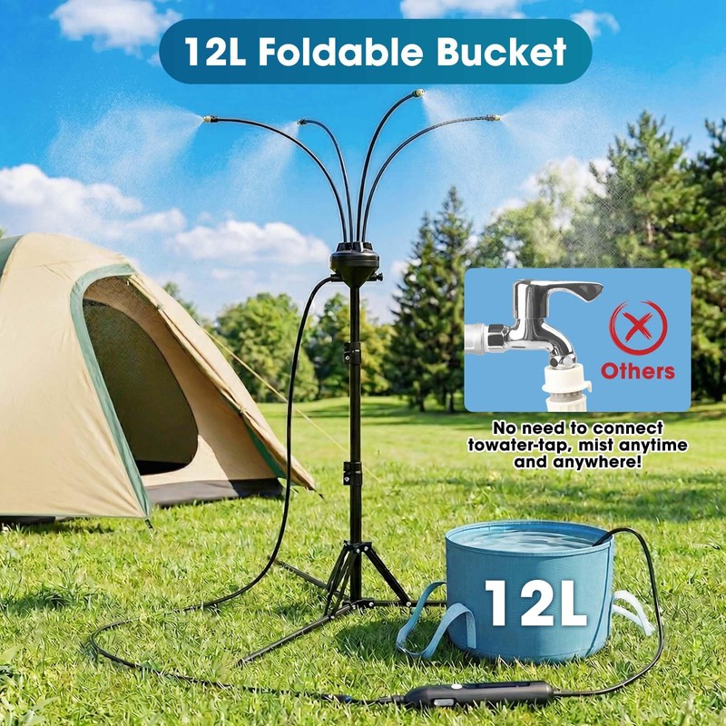 MQHUAYU 5.3FT Standing Misters for Outside Patio,Portable Misting Cooling System