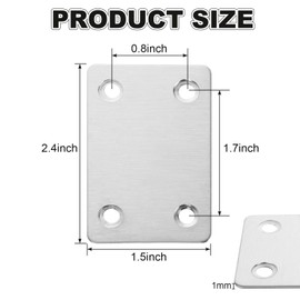 STARVAST Pack of 40 Flat Connectors, Stainless Steel, Perforated Plate, Wood Connector, Metal Connecting Plate Connector, Silver Connecting Plate for Wood Furniture, 38 x 60 mm