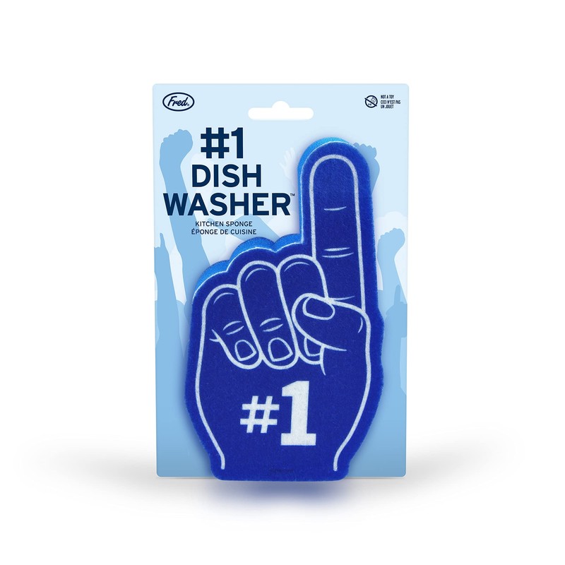 Genuine Fred, #1 Dishwasher, Foam Finger Kitchen Sponge, Blue