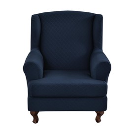 KRFOONN Stretch Wing Chair Slipcovers Printed 2 Piece Wingback Chair Covers Soft Spandex Wingback Armchair Slipcover Furniture Protector Chair Covers for Living Room Wingback Chair, T13