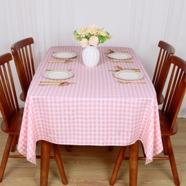 ShinyBeauty Pink Gingham Tablecloth Cotton Table Cloth 54X54 Inch Pink and White Tablecloth Check Table Cloth Square Outdoor Tablecloth Blush Pink Tablecloth Picnic Table Overlay