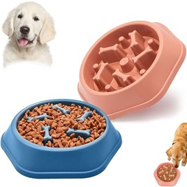 TOCOZOC Plato para Perro, 2 Piezas de Comedero Lento para Perros con Almohadilla Antideslizante, Plato Perro Comer Lento