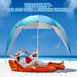 LOTTAFUN Beach Shelter Umbrella,Premiere UPF 50+ Umbrella Shelter with Patented Side Panels and Tilt Mechanism, Heavy-Duty Center Pole, Anchor for Sand and Grass