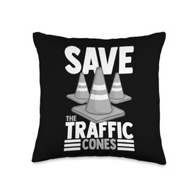 Traffic Cone Road Sign Safety Pylons Throw Pillow