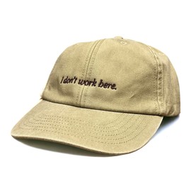 Vivian Flytrap Unisex I Don't Work Here Washed Embroidered Dad Baseball Cap, Washed Beige