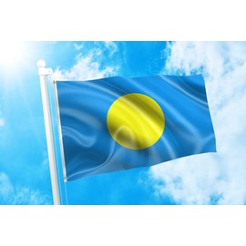 DMSE Palau Palauan Flag 3X5 Ft Foot 100% Polyester 100D Flag UV Resistant