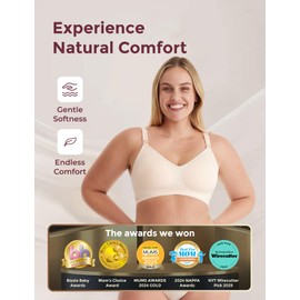 Momcozy Nursing Bras for Breastfeeding, Seamless Maternity Bra Ultra Comfort Smooth Wireless Pregnancy Sleeping Bralette Cream