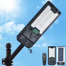 WONYO 1500W Solar Street Lights, Solar Parking Lot Lights with Remote Control & Radar Sensor, Waterproof IP65 Auto On/Off Solar Outdoor Light for Garden, Yard, Path, Basketball Court, Road